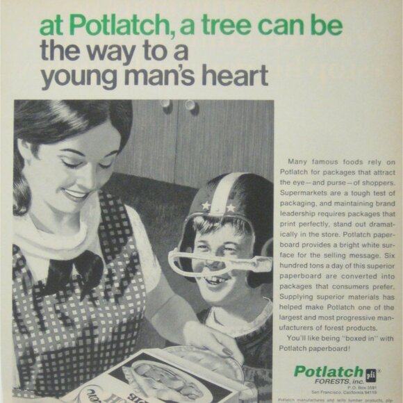 Potlatch Forest Package Supermarket Pie Football Vintage 1967 Print Advertisemen - Picture 2 of 2